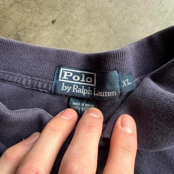 Polo Ralph Lauren Mens XL Navy Blue Short Sleeve Pique Polo Shirt Green Pony - Picture 2 of 5